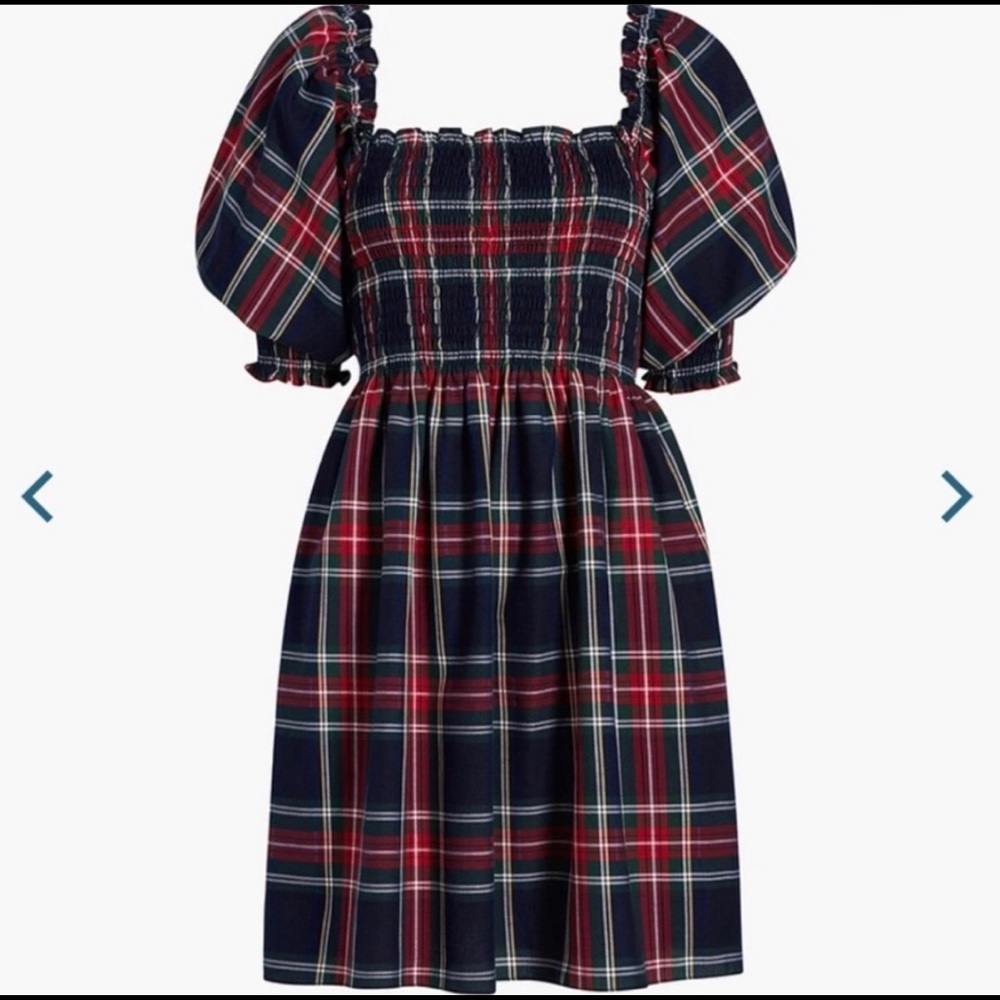 Hill House Athena Nap Dress Navy Tartan Size small